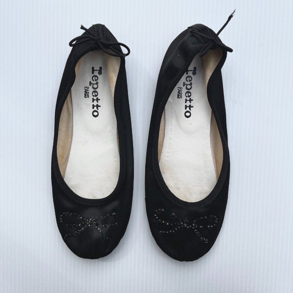 Rare Repetto Satin Ballet Flats in "Noir" Black - Size 38-38.5 EU/Size 7-7.5 US